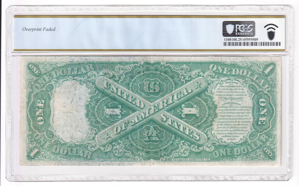 1874 $1 Fr# 19 - PCGS VF-25/overprint faded