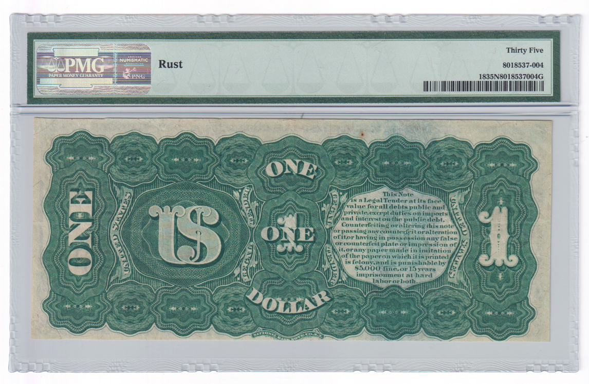 1869 $1 Fr# 18 - PMG VF-35/rust