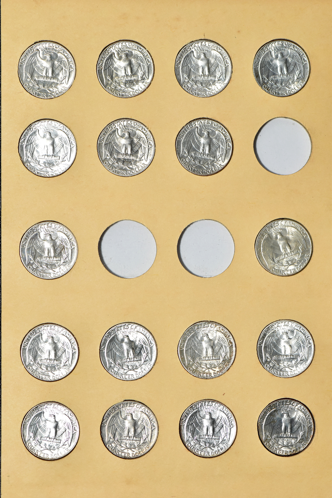 Collection of 76 different Washington quarters in a Library of Coin VOL. 15 album