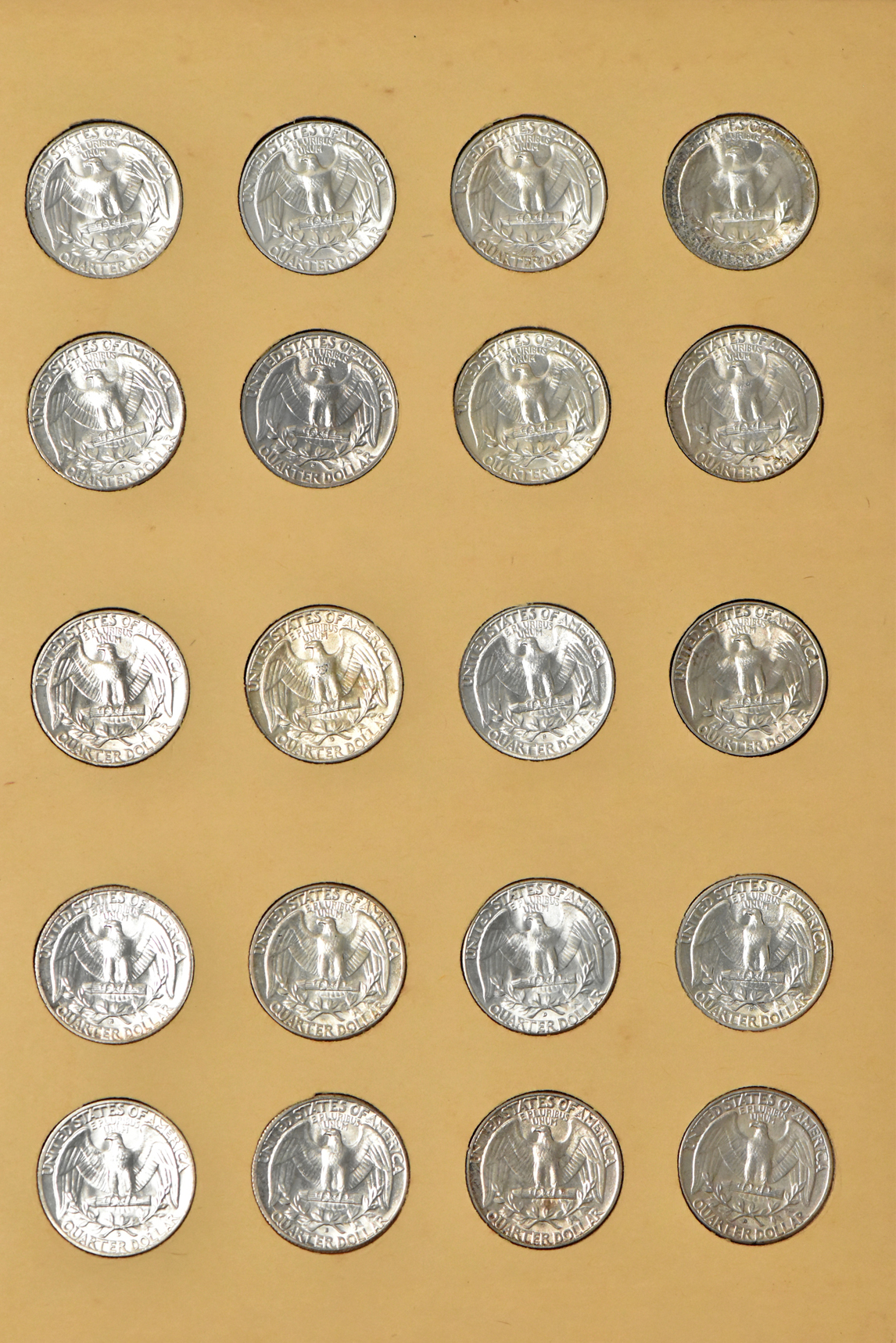 Collection of 76 different Washington quarters in a Library of Coin VOL. 15 album