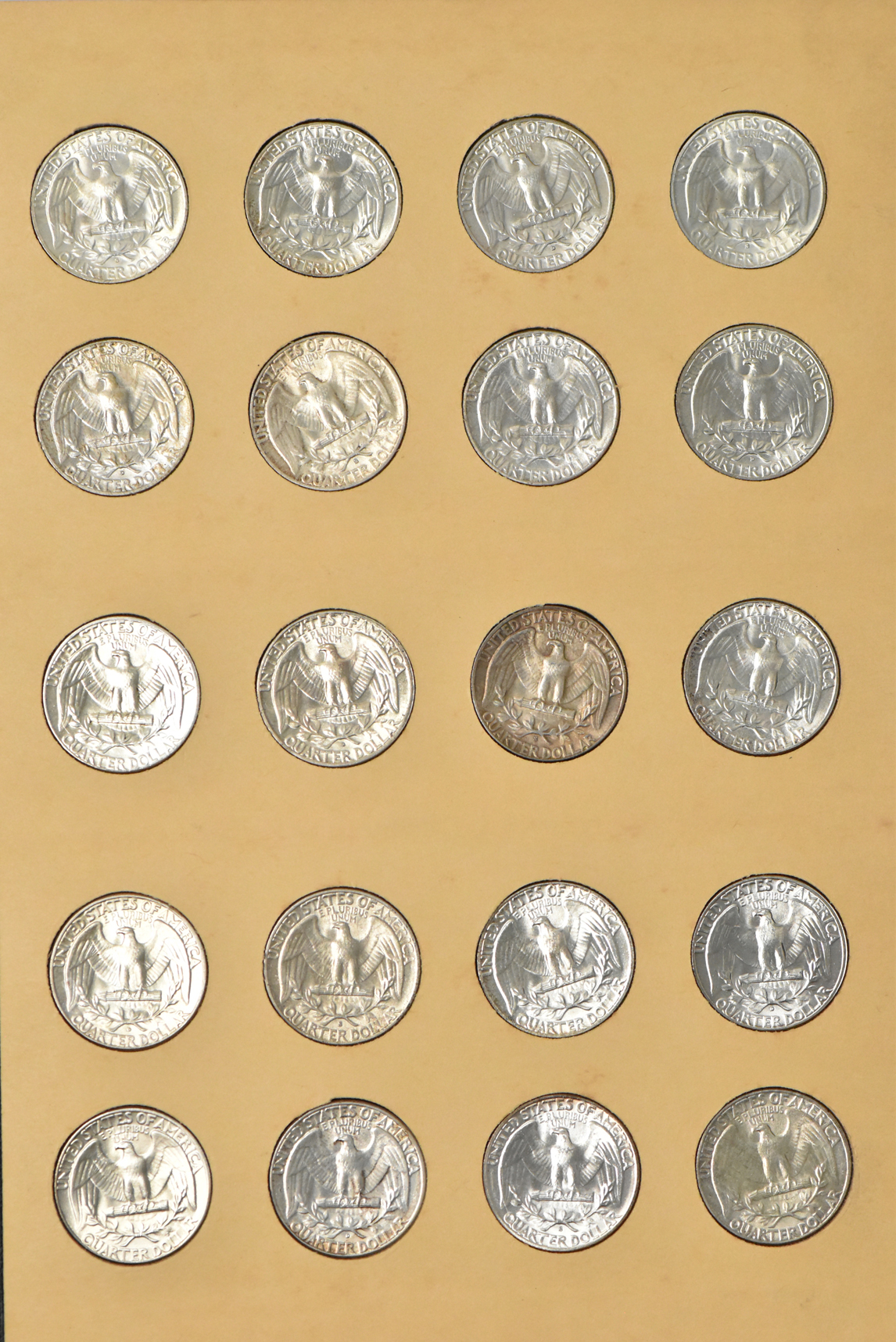 Collection of 76 different Washington quarters in a Library of Coin VOL. 15 album