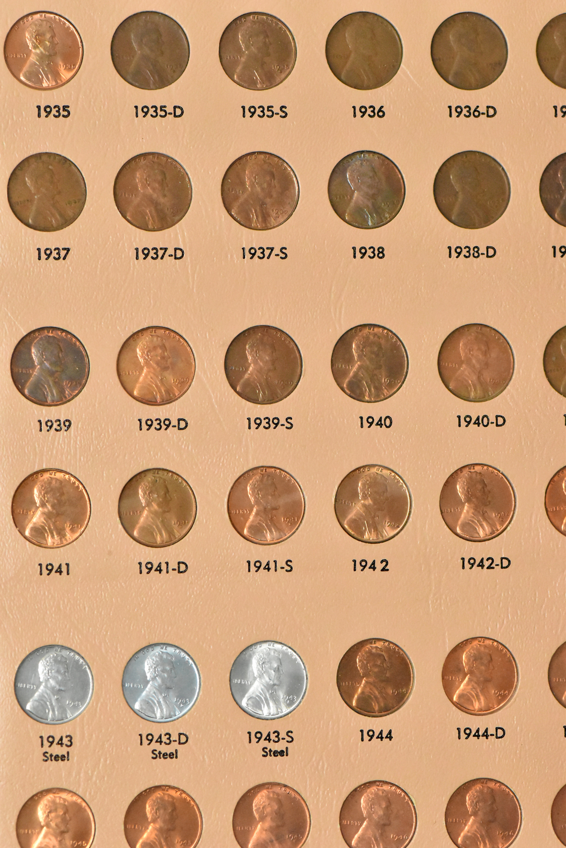Collection of 179 different Lincoln cents, including Proofs, in a Dansco album