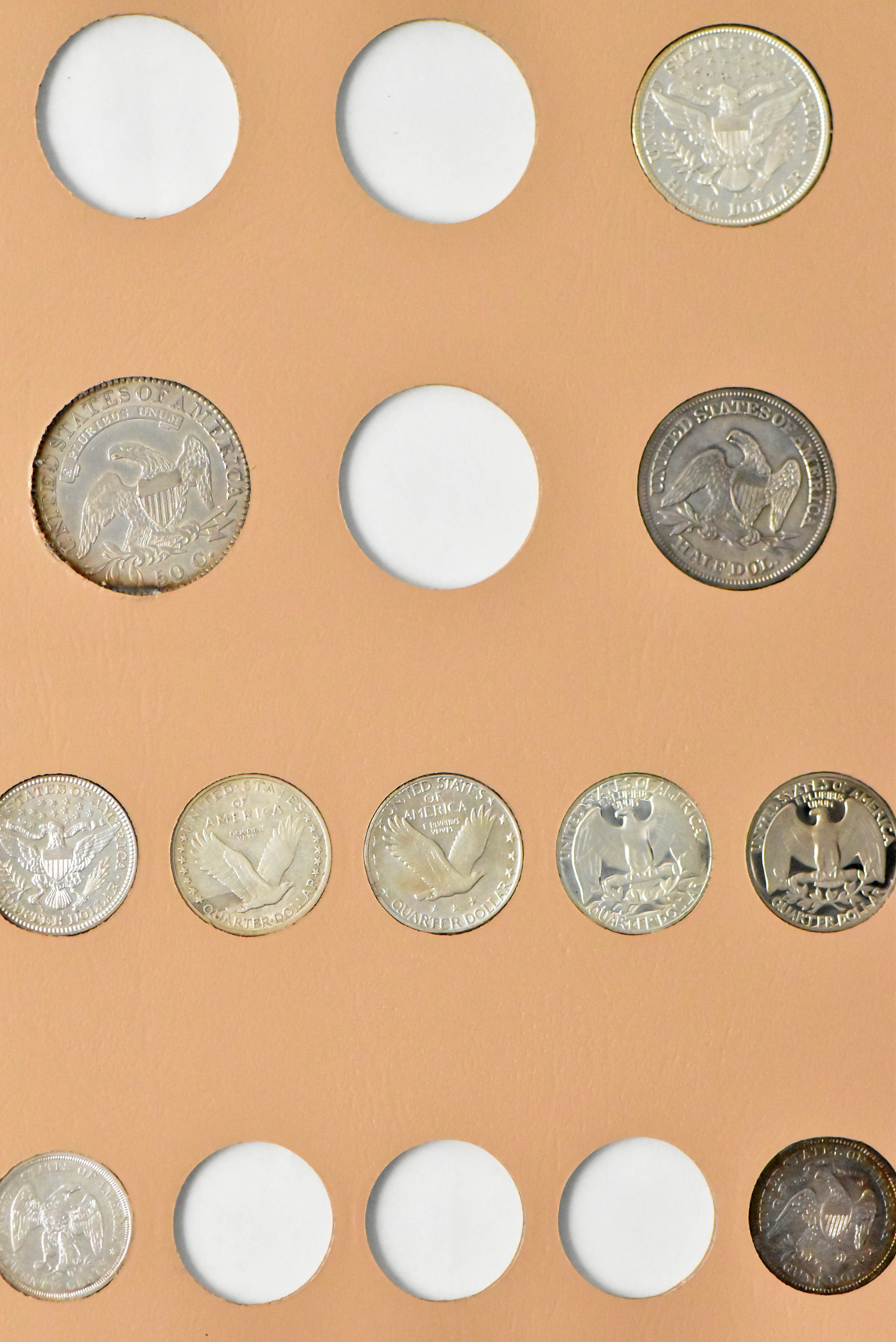 Collection of 57 different U.S. Type coins in a Dansco 7070 album