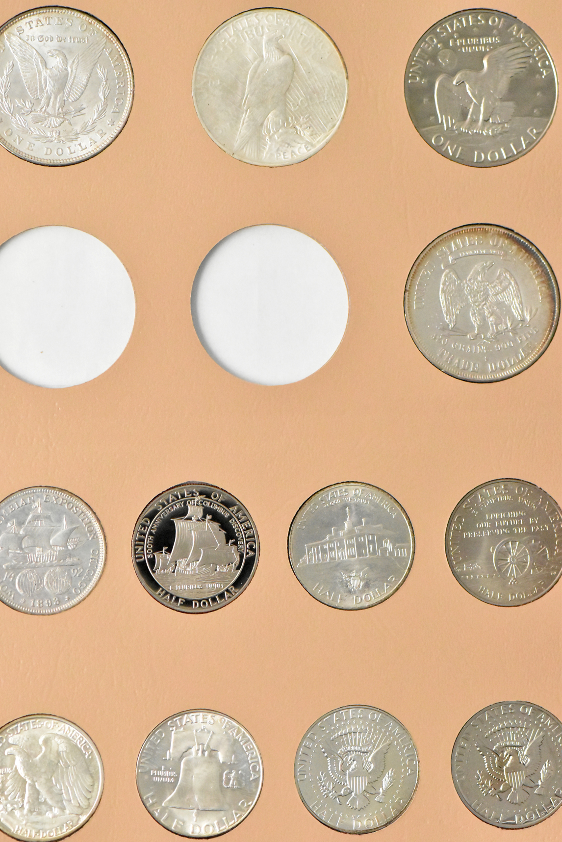 Collection of 57 different U.S. Type coins in a Dansco 7070 album