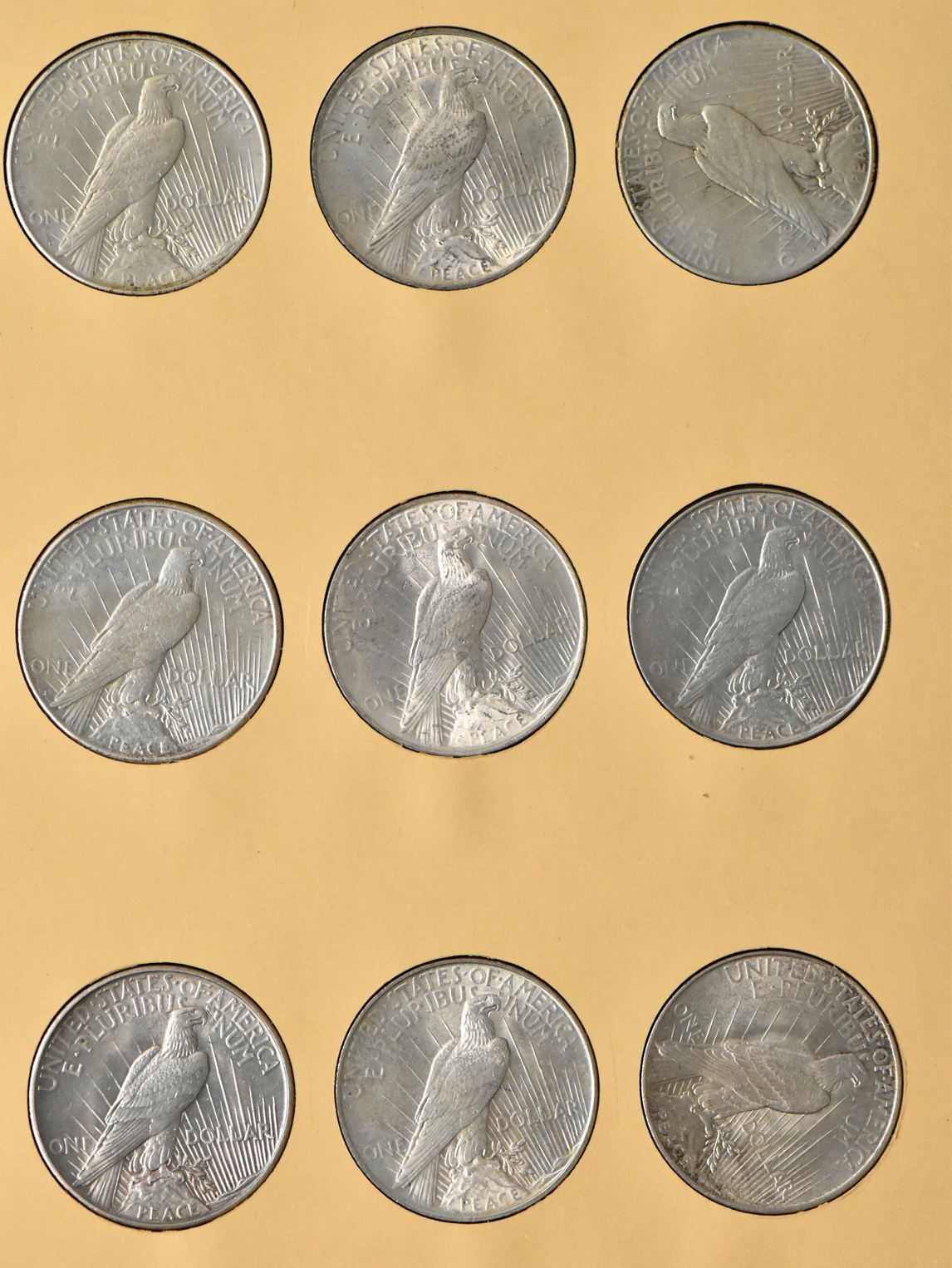 Collection of 24 Peace dollars in a complete Library of Coins Vol. 26 album
