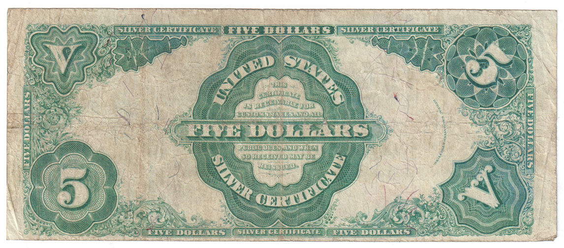 1891 $5 Fr# 267 - F/pinholes