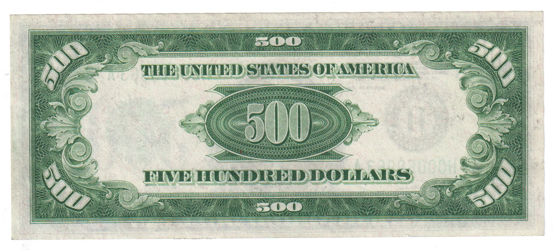 1934-A $500 St. Louis Fr# 2202-H - AU/pinholes