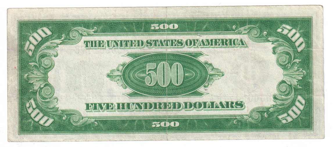 1928 $500 St. Louis Fr# 2200-H - VF/stained/pinholes