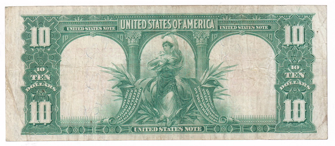 1901 $10 Bison Fr# 122 - VF/stained