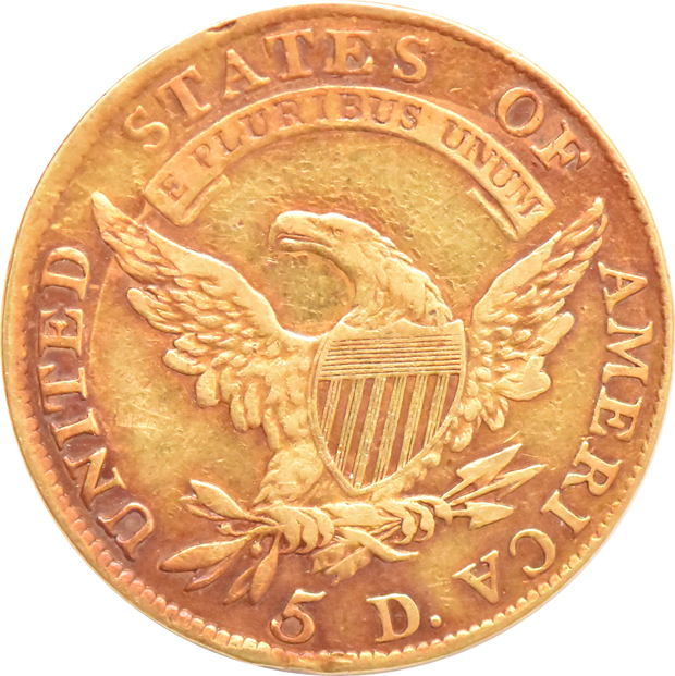1810 Large Date, Large 5 XF details, as described