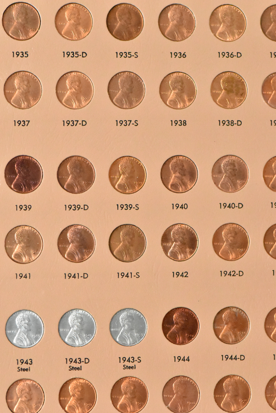 Collection of Lincoln cents, 1909 through 1958-D, an a Dansco album