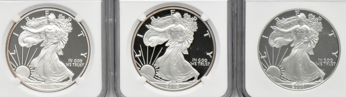 Collection of 44 different American Silver Eagles, all NGC PR-69 Ultra Cameo