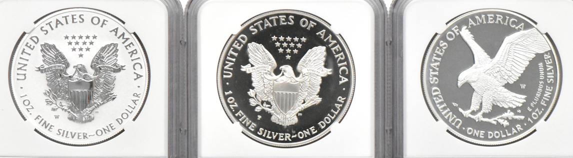 Collection of 44 different American Silver Eagles, all NGC PR-69 Ultra Cameo