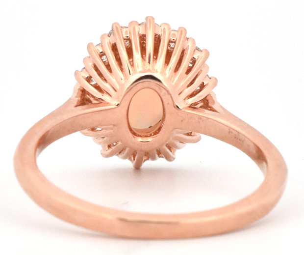 14K Rose Gold Diamond and Opal Ring