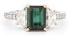 14K Two-Tone Diamond Ring with a 1.90 Carat Green Tourmaline, GIA #5211430687
