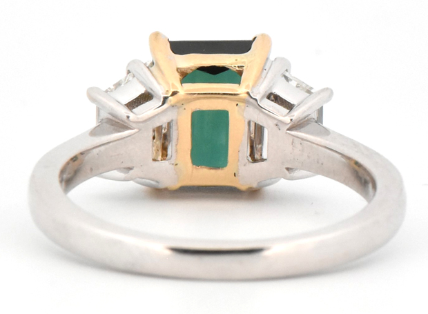 14K Two-Tone Diamond Ring with a 1.90 Carat Green Tourmaline, GIA #5211430687