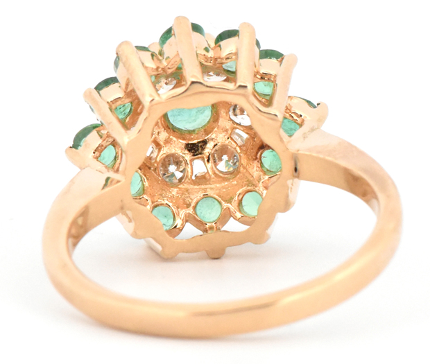 14K Yellow Gold Diamond and Emerald Ring