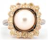 Platinum Diamond and Pearl Ring