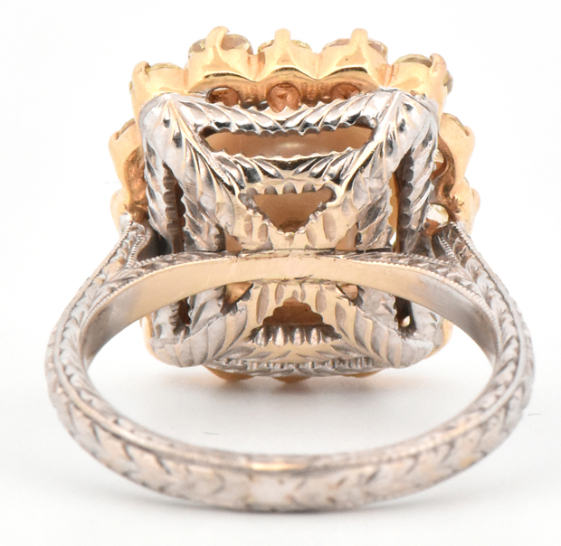 Platinum Diamond and Pearl Ring