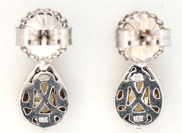 18K Two-Tone Diamond Dangle Earrings