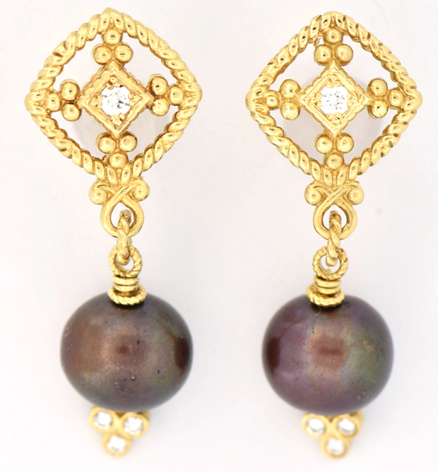 14K White Gold Gemstone Earrings 