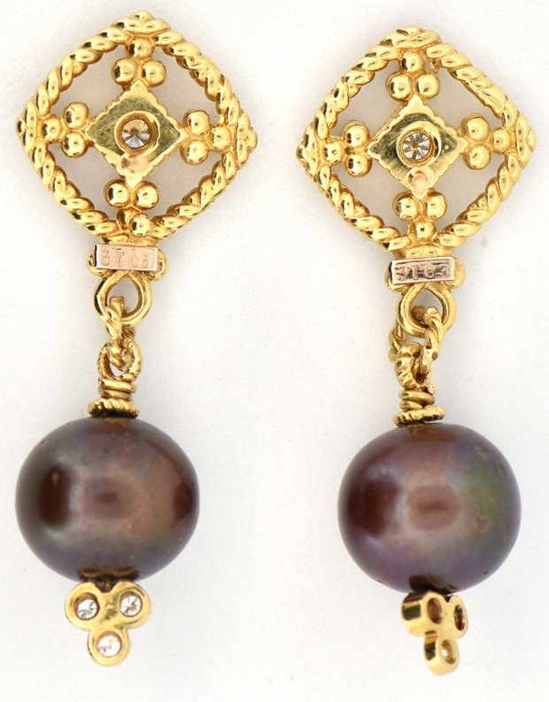 14K White Gold Gemstone Earrings 