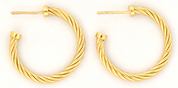 David Yurman 18K Yellow Gold Cablespira Hoop Earrings