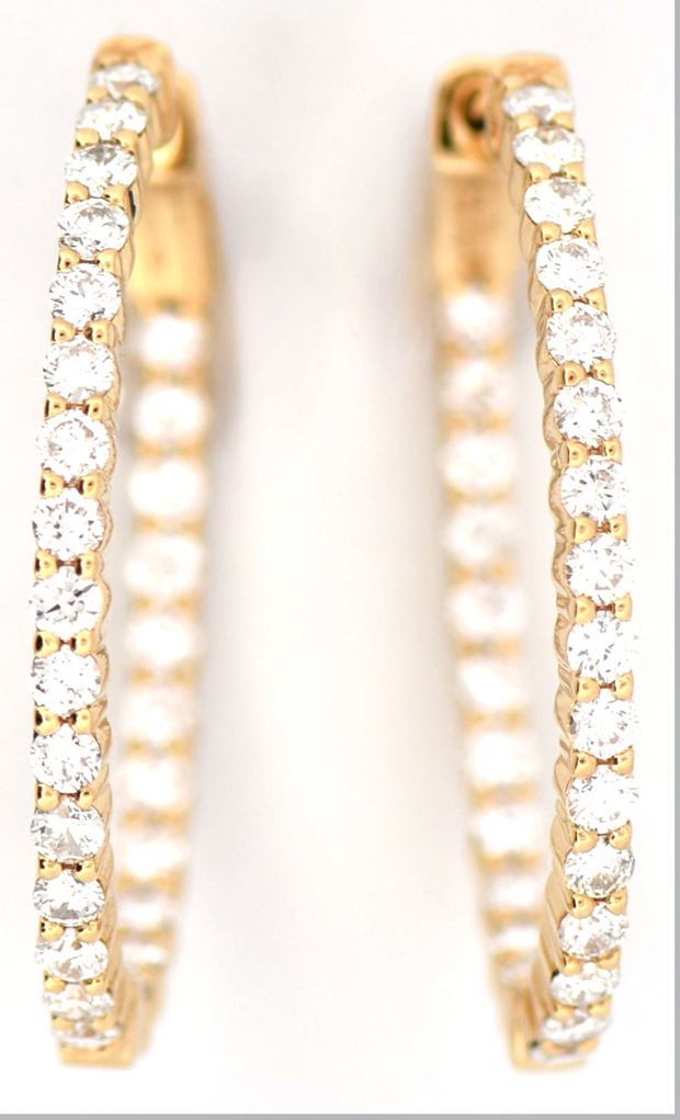 18K Yellow Gold Inside-Out Diamond Hoops