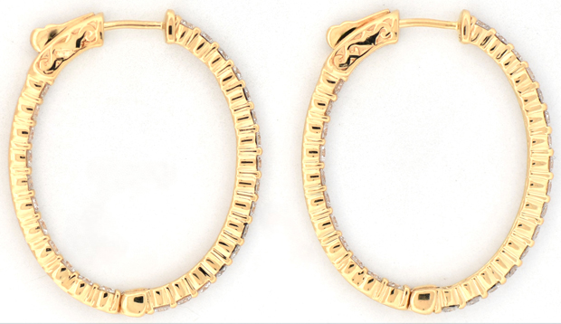 18K Yellow Gold Inside-Out Diamond Hoops