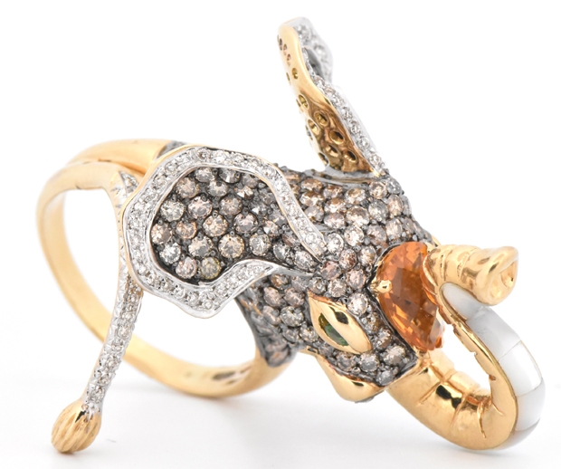 18K Yellow Gold Elephant Ring