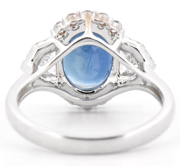 18K White Gold Ring with a 2.91 Carat Sapphire, GIA #2235478041