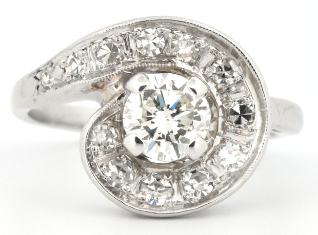 14K White Gold Diamond Ring 