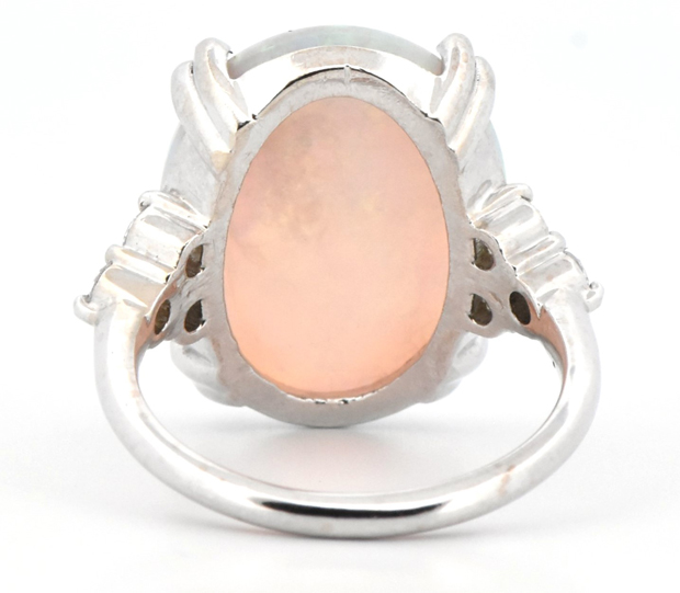 14K White Gold Opal Ring