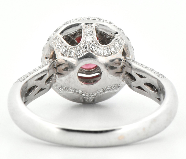 18K White Gold Diamond Ring with a Rhodolite Garnet, GIA #2235690392