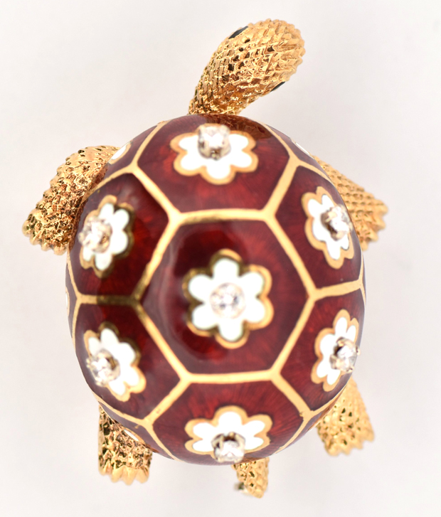 18K Yellow Gold Turtle Pin
