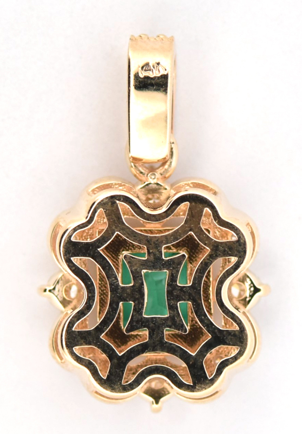 14K Yellow Gold Pendant with a .86 Carat Emerald, SGL #240314N-SJ