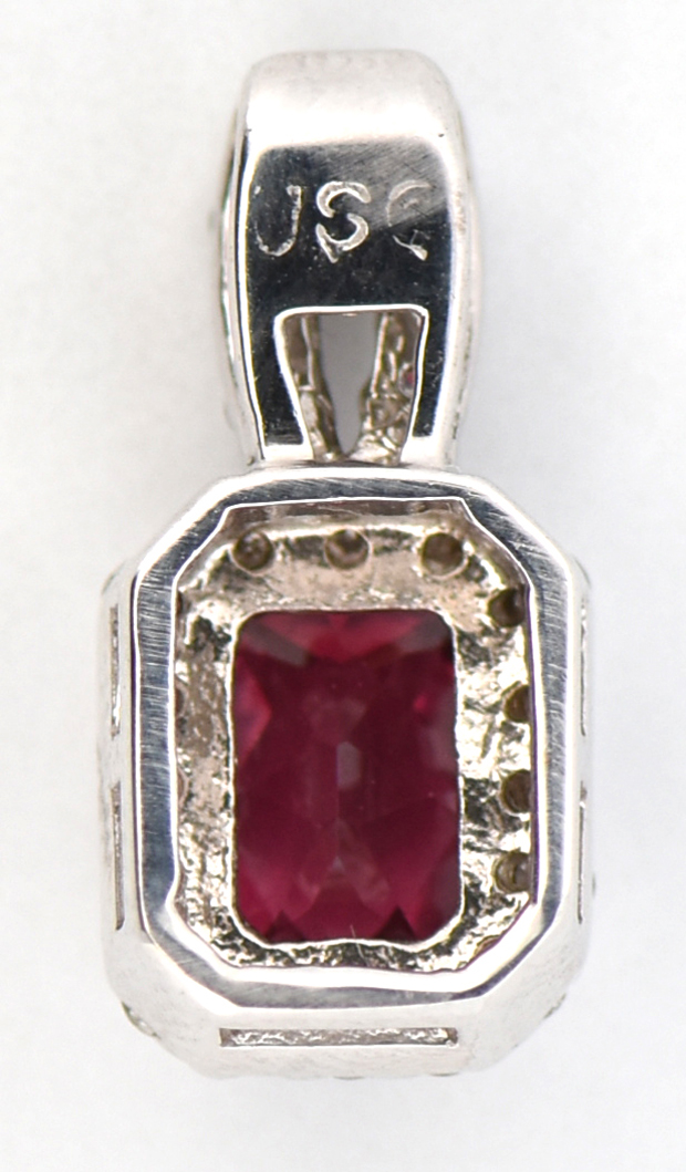 14K White Gold Pendant with a Rhodolite Garnet, GIA #2235690524