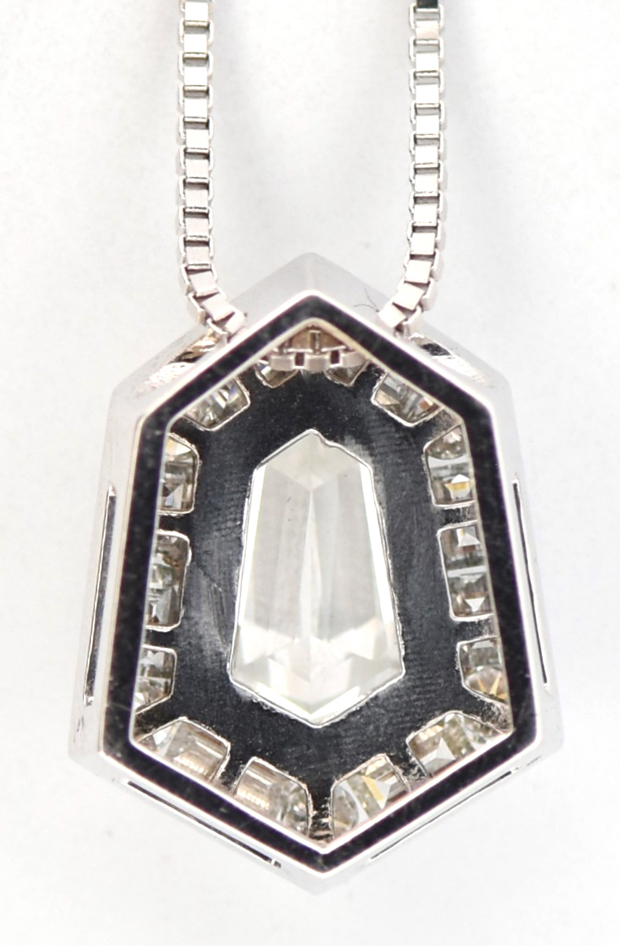 14K White Gold Diamond Pendant with a 1.00 Carat Modified Kite Step Cut, GIA #2486083173
