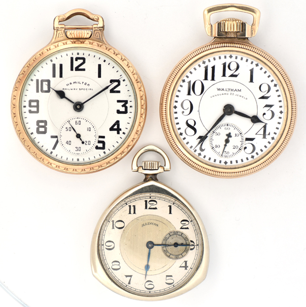 Group of Three Gold Filled Pocket Watches