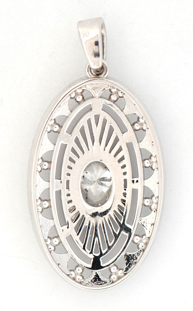 14K White Gold Diamond Pendant 