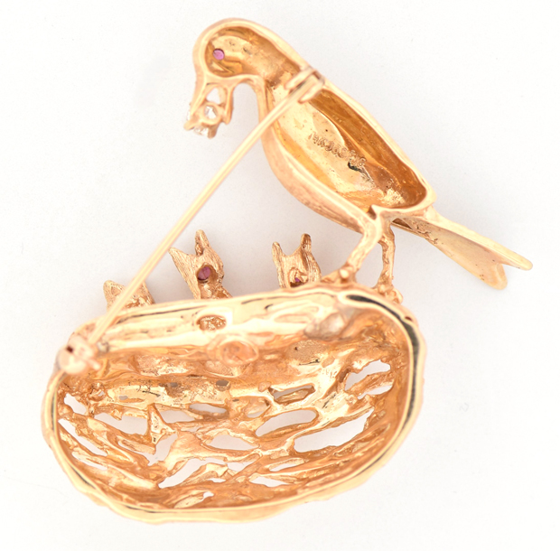 14K Yellow Gold Bird Pin