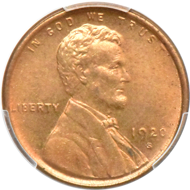 1915-D MS-64RB, 1920-S MS-63RB, and a 1922-D MS-63RB, all PCGS