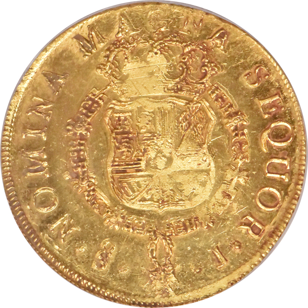 Chile - 1750-So J 8 escudo - PCGS AU-50 (green label)