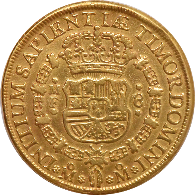 Mexico - 1740-Mo MF 8 escudos - XF details/ex-jewelry