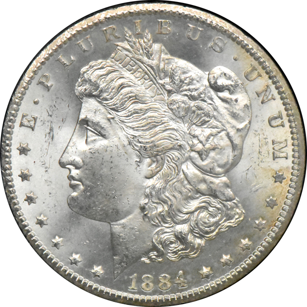 1882-CC GSA, 1883-CC GSA, and an 1884-CC GSA, all CACG MS-64