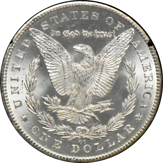 1882-CC GSA, 1883-CC GSA, and an 1884-CC GSA, all CACG MS-64