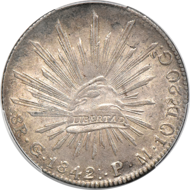 Mexico - 1839-Zs OM, 1842-GoPM, and an 1846-Go PM 8 reales, al PCGS AU-58