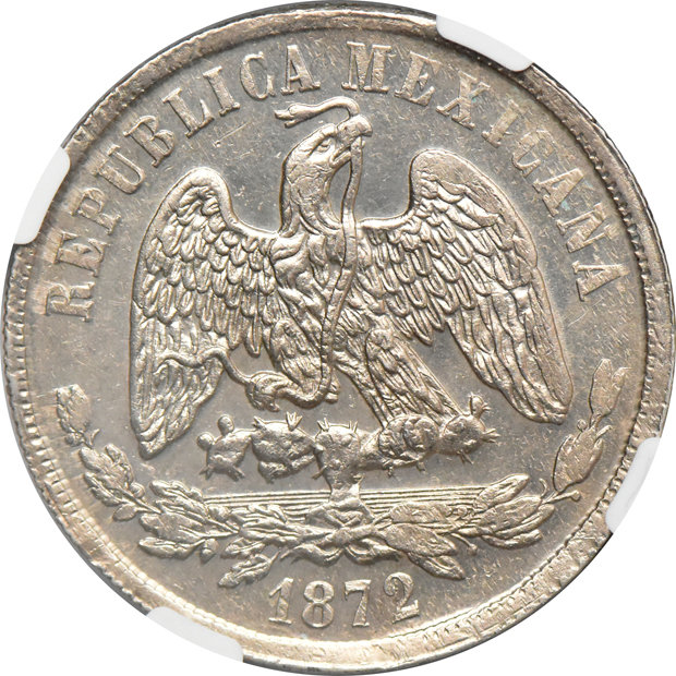 Mexico - 1872/1-Mo M Peso - NGC MS-60