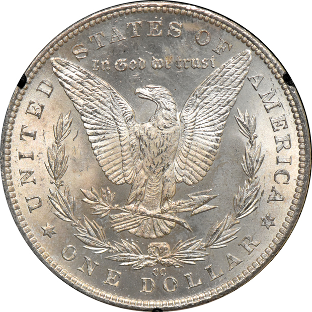 1882-CC GSA MS-63, 1883-CC GSA MS-64, and an 1884-CC GSA MS-63, all CACG