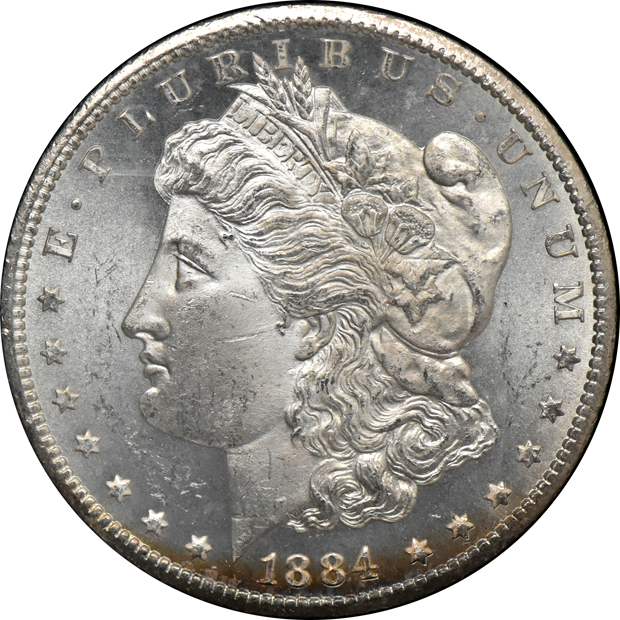 1882-CC GSA MS-63, 1883-CC GSA MS-64, and an 1884-CC GSA MS-63, all CACG